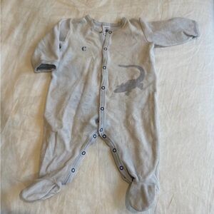 Petit Bateau Gray Footed Pajamas with Lizard Design